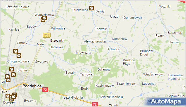 mapa Antoniew gmina Dalików, Antoniew gmina Dalików na mapie Targeo