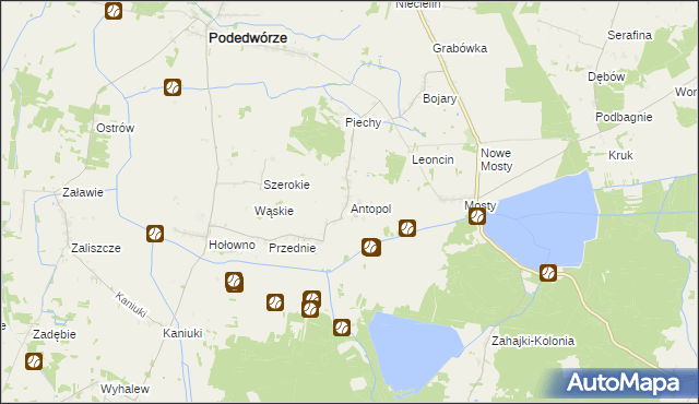 mapa Antopol gmina Podedwórze, Antopol gmina Podedwórze na mapie Targeo