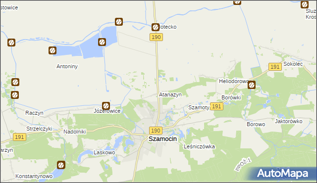 mapa Atanazyn, Atanazyn na mapie Targeo