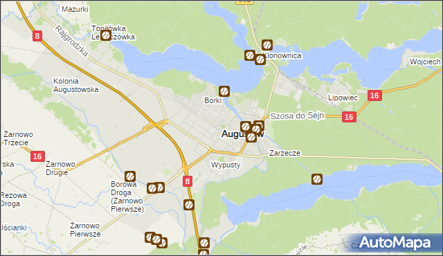 mapa Augustów, Augustów na mapie Targeo