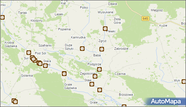 mapa Baba gmina Łyse, Baba gmina Łyse na mapie Targeo