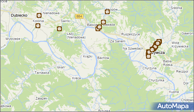mapa Bachów, Bachów na mapie Targeo