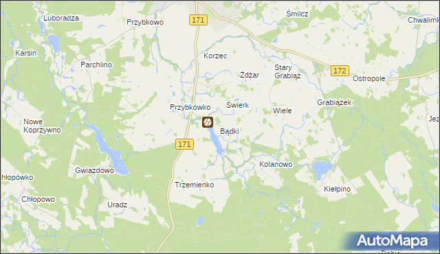 mapa Bądki gmina Barwice, Bądki gmina Barwice na mapie Targeo