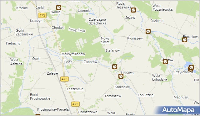 mapa Bąki gmina Zadzim, Bąki gmina Zadzim na mapie Targeo