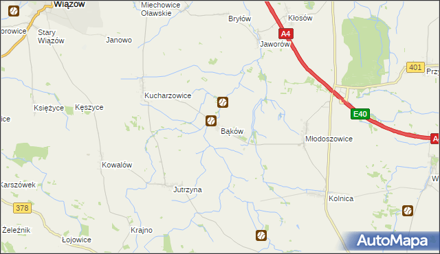 mapa Bąków gmina Grodków, Bąków gmina Grodków na mapie Targeo