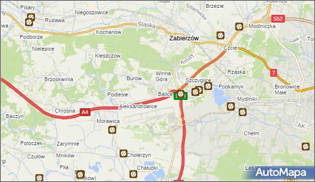 mapa Balice gmina Zabierzów, Balice gmina Zabierzów na mapie Targeo