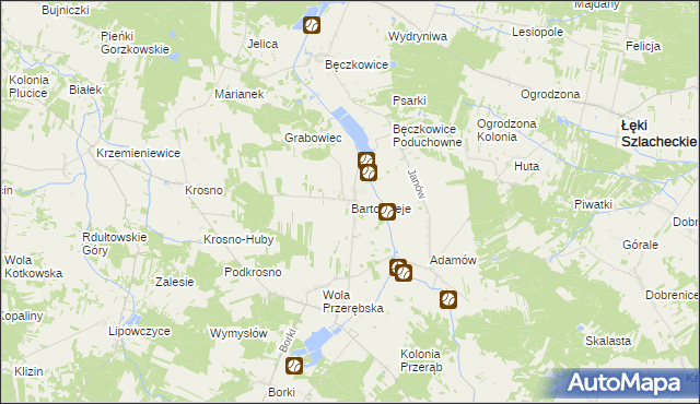 mapa Bartodzieje gmina Masłowice, Bartodzieje gmina Masłowice na mapie Targeo