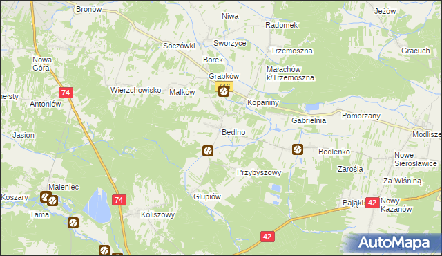 mapa Bedlno gmina Końskie, Bedlno gmina Końskie na mapie Targeo