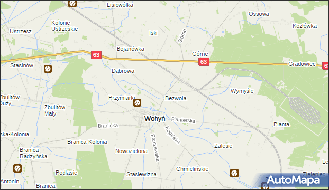mapa Bezwola, Bezwola na mapie Targeo