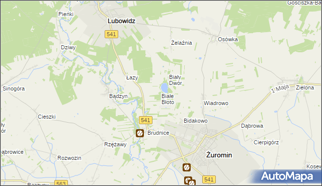 mapa Białe Błoto gmina Żuromin, Białe Błoto gmina Żuromin na mapie Targeo