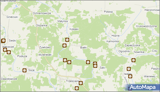 mapa Białki gmina Narew, Białki gmina Narew na mapie Targeo