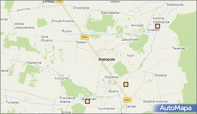 mapa Białopole powiat chełmski, Białopole powiat chełmski na mapie Targeo