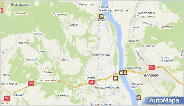 mapa Biedrzychów gmina Ożarów, Biedrzychów gmina Ożarów na mapie Targeo