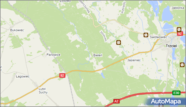 mapa Bieleń, Bieleń na mapie Targeo