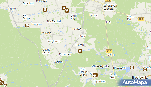 mapa Bieżeń, Bieżeń na mapie Targeo