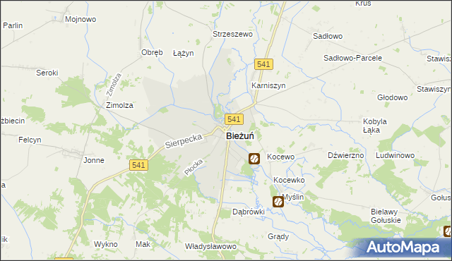 mapa Bieżuń, Bieżuń na mapie Targeo