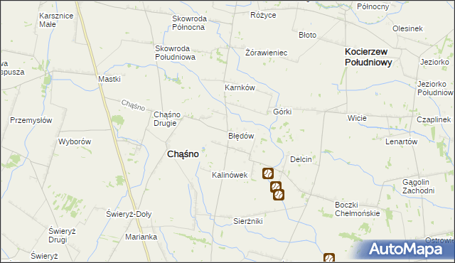 mapa Błędów gmina Chąśno, Błędów gmina Chąśno na mapie Targeo