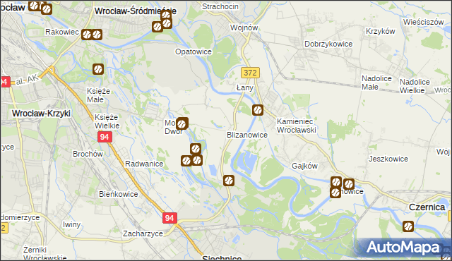 mapa Blizanowice, Blizanowice na mapie Targeo