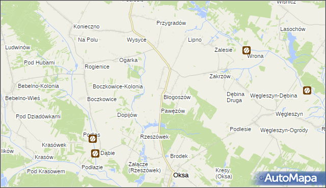 mapa Błogoszów, Błogoszów na mapie Targeo