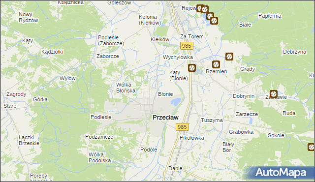 mapa Błonie gmina Przecław, Błonie gmina Przecław na mapie Targeo
