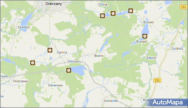 mapa Błotno gmina Dobrzany, Błotno gmina Dobrzany na mapie Targeo