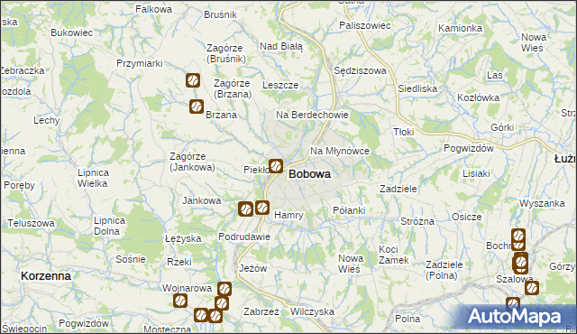 mapa Bobowa powiat gorlicki, Bobowa powiat gorlicki na mapie Targeo