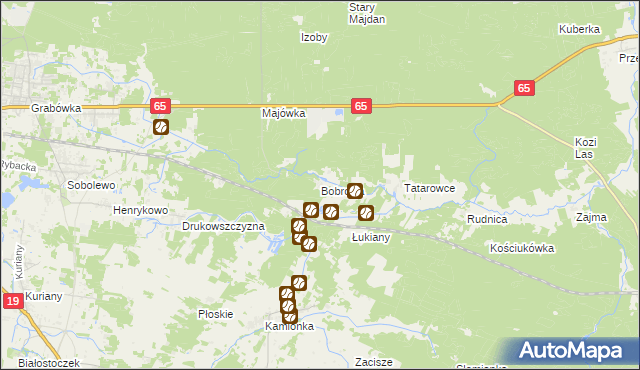 mapa Bobrowa gmina Zabłudów, Bobrowa gmina Zabłudów na mapie Targeo