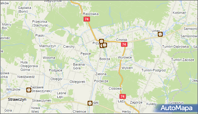 mapa Bobrza, Bobrza na mapie Targeo