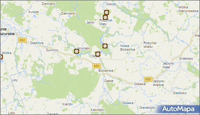 mapa Boćwiński Młyn, Boćwiński Młyn na mapie Targeo