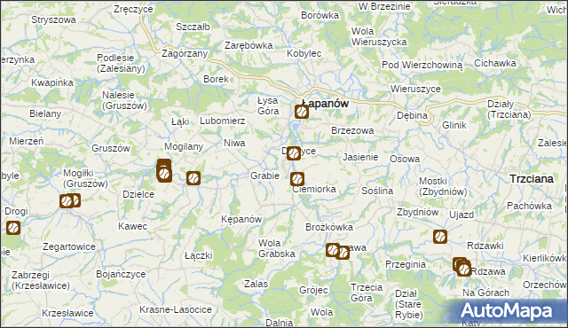 mapa Boczów gmina Łapanów, Boczów gmina Łapanów na mapie Targeo