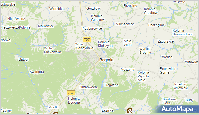 mapa Bogoria powiat staszowski, Bogoria powiat staszowski na mapie Targeo