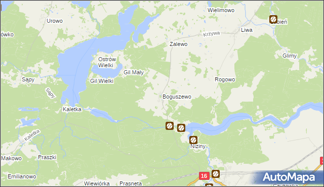 mapa Boguszewo gmina Miłomłyn, Boguszewo gmina Miłomłyn na mapie Targeo