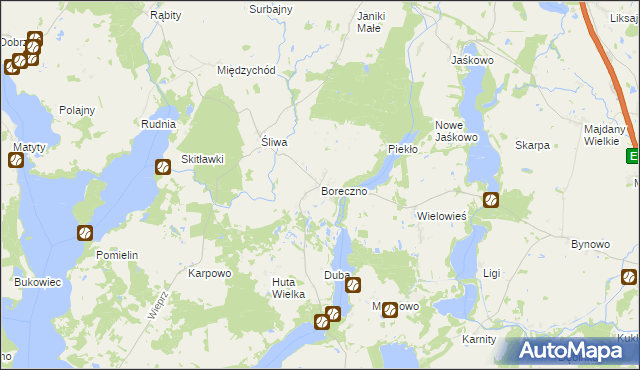 mapa Boreczno, Boreczno na mapie Targeo