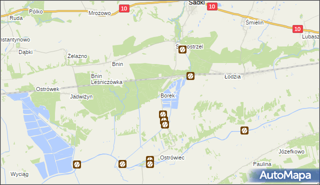 mapa Borek gmina Sadki, Borek gmina Sadki na mapie Targeo