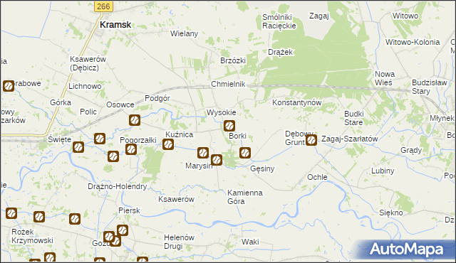 mapa Borki gmina Kramsk, Borki gmina Kramsk na mapie Targeo