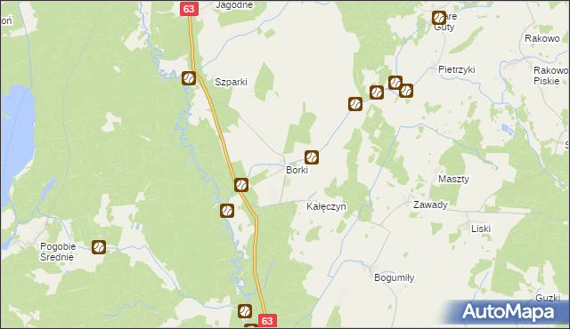 mapa Borki gmina Pisz, Borki gmina Pisz na mapie Targeo