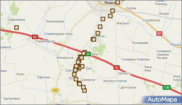 mapa Borki gmina Słupca, Borki gmina Słupca na mapie Targeo