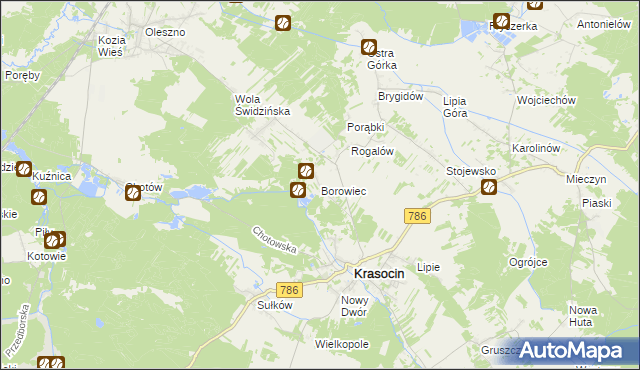 mapa Borowiec gmina Krasocin, Borowiec gmina Krasocin na mapie Targeo