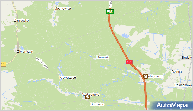 mapa Borowik gmina Przybiernów, Borowik gmina Przybiernów na mapie Targeo