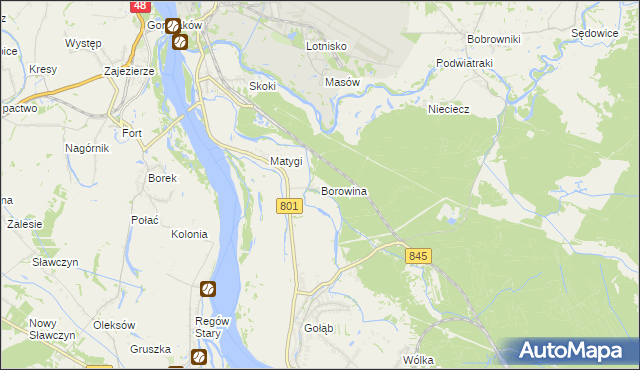 mapa Borowina gmina Puławy, Borowina gmina Puławy na mapie Targeo