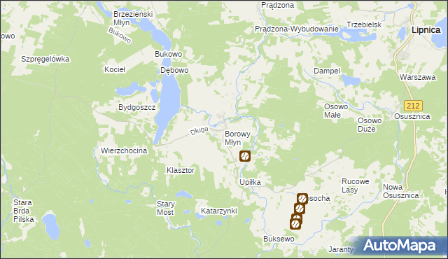 mapa Borowy Młyn gmina Lipnica, Borowy Młyn gmina Lipnica na mapie Targeo