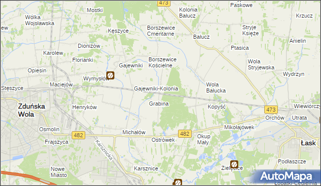 mapa Borszewice Kolejowe, Borszewice Kolejowe na mapie Targeo