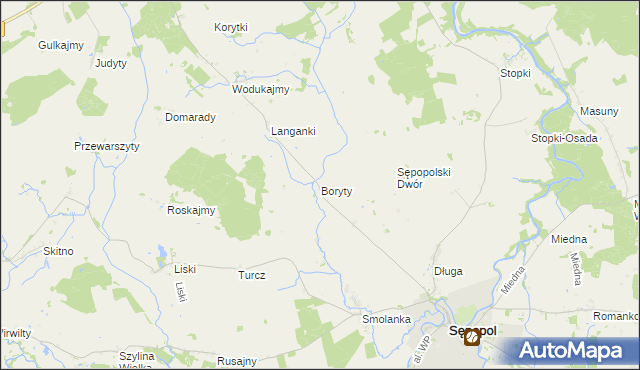mapa Boryty, Boryty na mapie Targeo