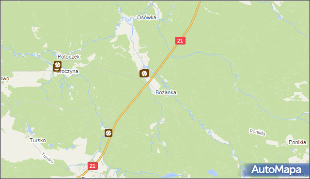 mapa Bożanka, Bożanka na mapie Targeo