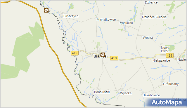 mapa Branice powiat głubczycki, Branice powiat głubczycki na mapie Targeo