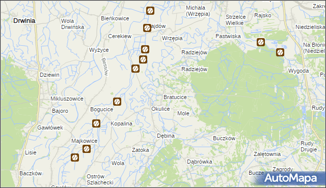 mapa Bratucice, Bratucice na mapie Targeo