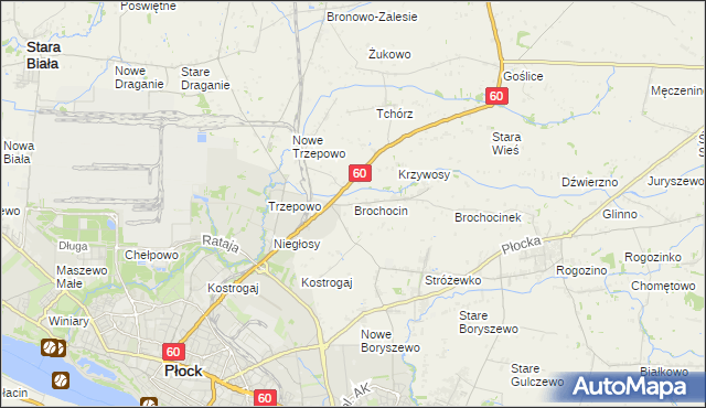mapa Brochocin gmina Radzanowo, Brochocin gmina Radzanowo na mapie Targeo