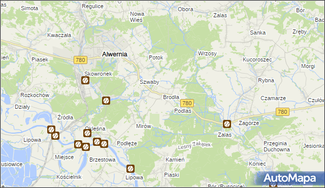 mapa Brodła, Brodła na mapie Targeo