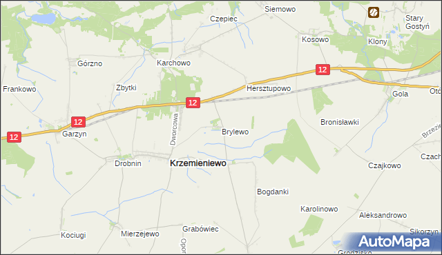 mapa Brylewo gmina Krzemieniewo, Brylewo gmina Krzemieniewo na mapie Targeo