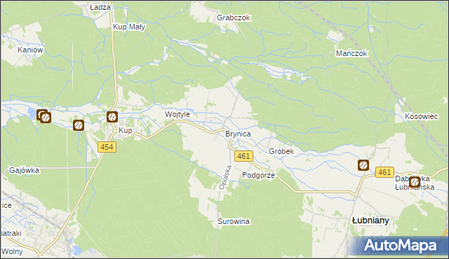 mapa Brynica gmina Łubniany, Brynica gmina Łubniany na mapie Targeo